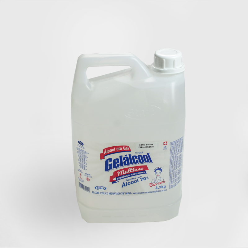 GELÁLCOOL - GALÃO - ÁLCOOL 70% - GALÃO 4,3KG/5 LITROS