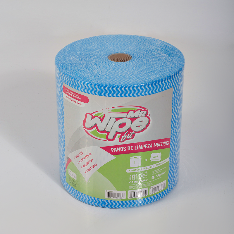 PANO MULTIUSO - MR WIPE FIT - AZUL - 53% WP 47% PL - 28CM X 40CM 35G - ROLO 240M COM 600 PANOS